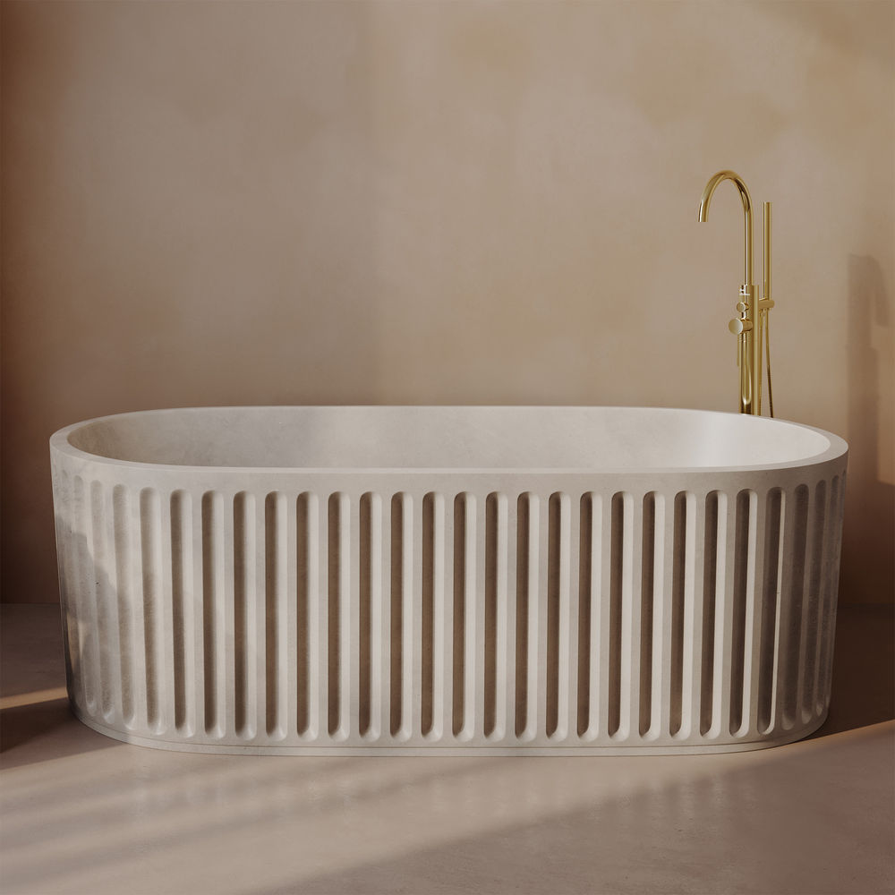 Delice 67" Freestanding Concrete Bathtub in Sand, Drain Included