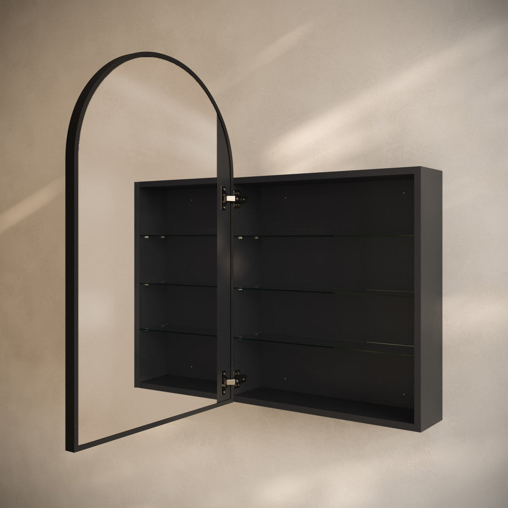 Porte 20 x 30 Arched Recessed/Wall Mount Medicine Cabinet with Mirror in Black