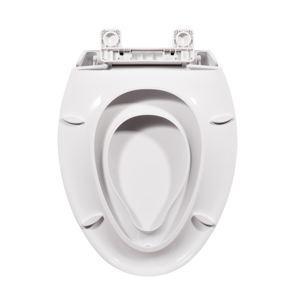 Elongated Toilet Seat with Toddler Seat Built In, Family Toilet Seat in Glossy White
