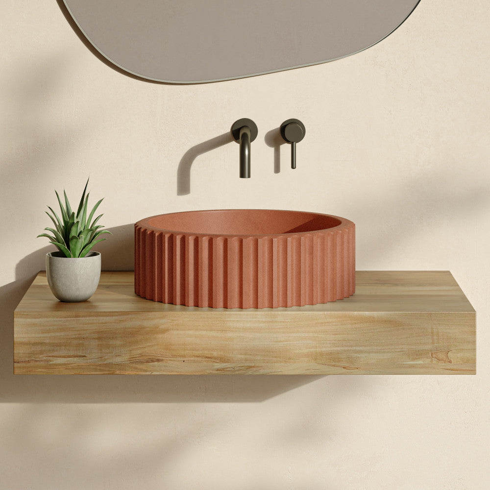 Lafayette 16" Round Concrete Vessel Sink in Terracotta