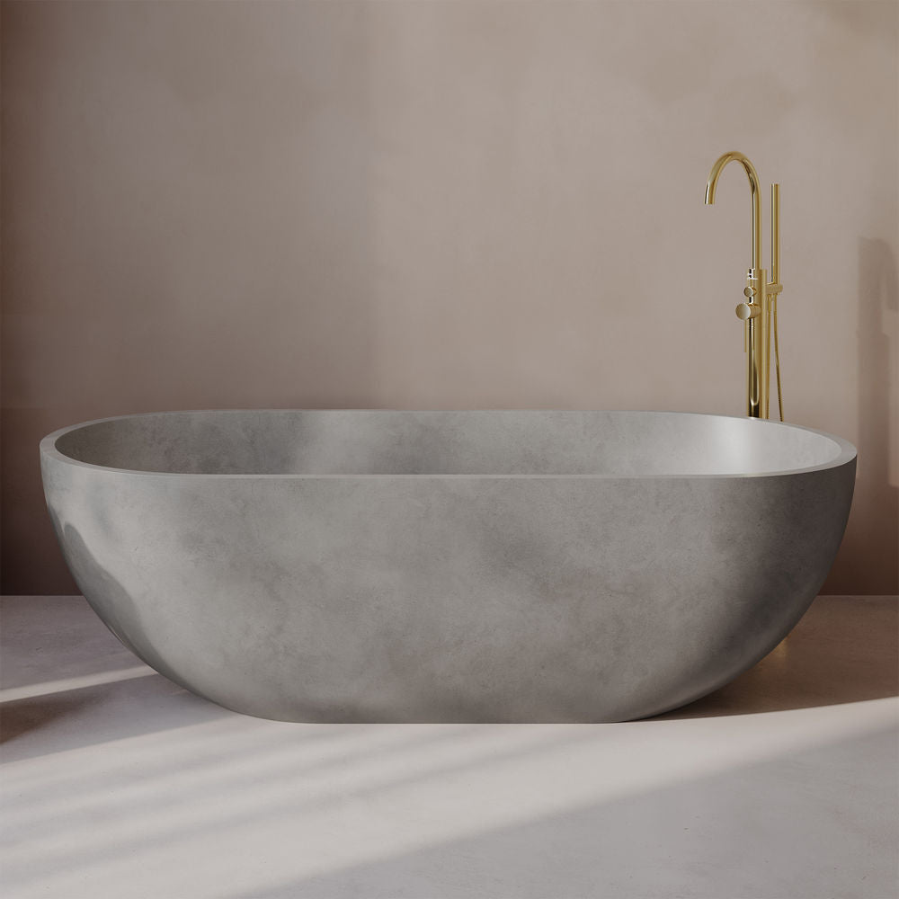 Claire 60" Freestanding Concrete Bathtub in Gray, Drain Included