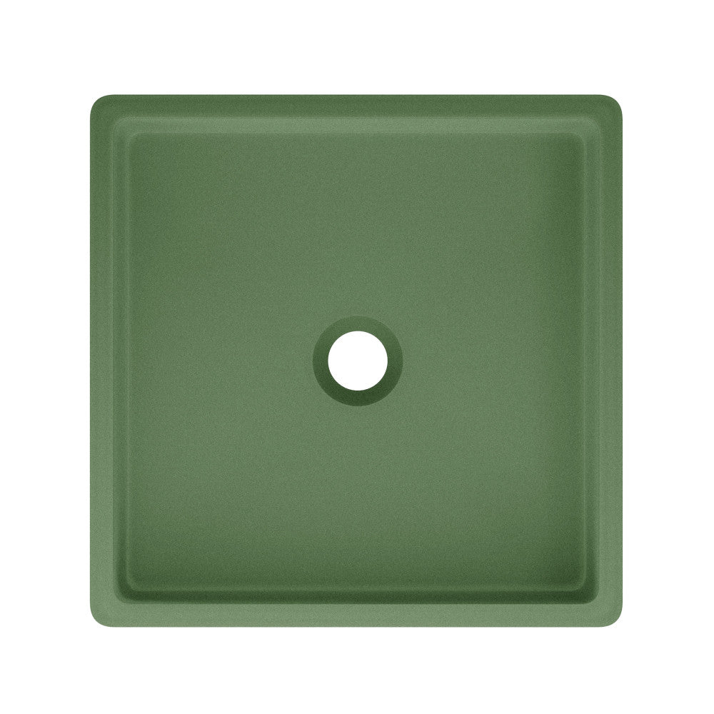 Lisse 15.5" Concrete Square Vessel Sink in Matte Royal Green