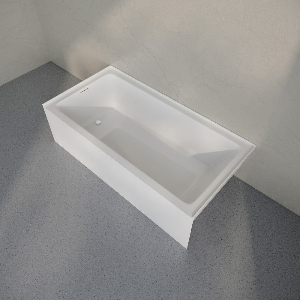 Voltaire 72 x 36 Skirted Left Drain Soaking Alcove Bathtub in Glossy White, Drain Included
