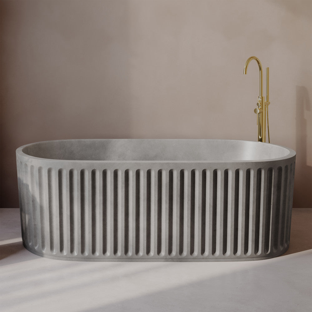 Delice 67" Freestanding Concrete Bathtub in Gray, Drain Included