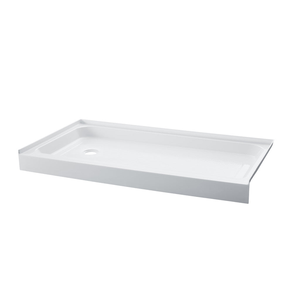 Voltaire 60" x 36" Acrylic White, Single-Threshold, Left-Hand Drain, Shower Base