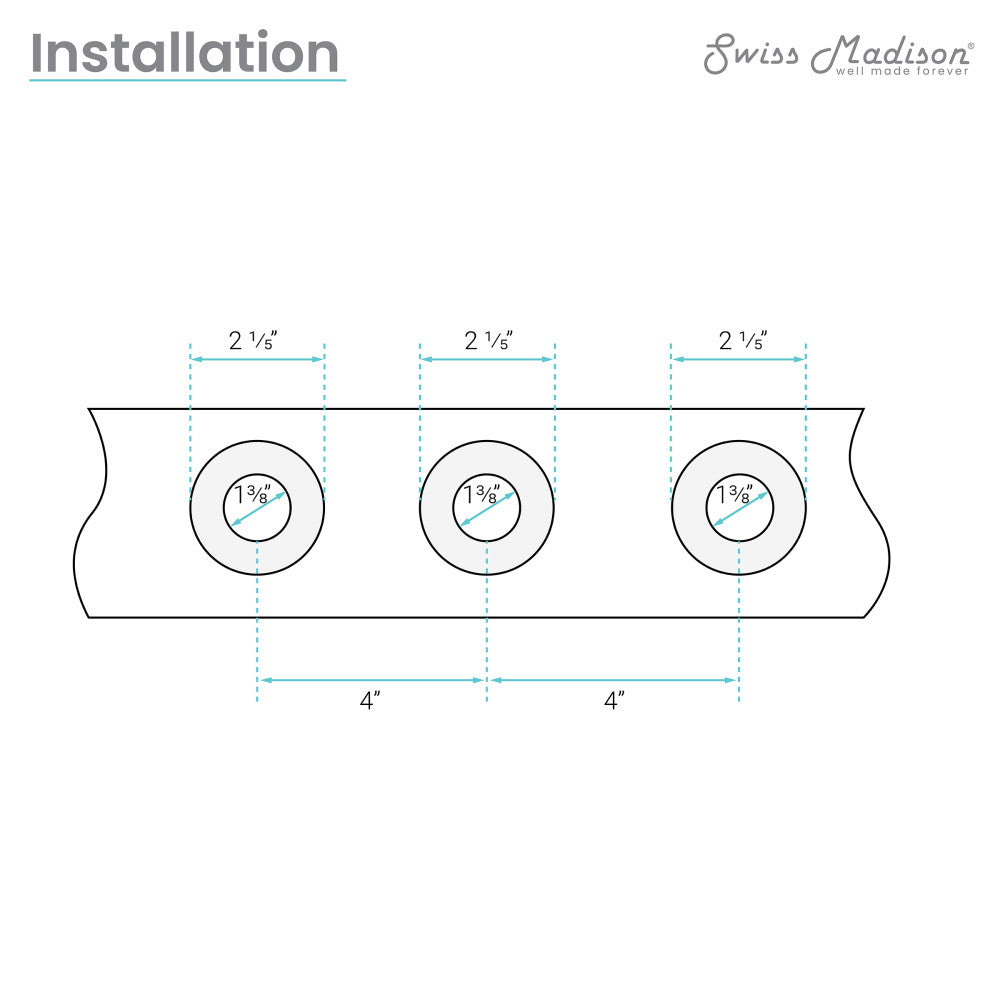 Widespread bathroom faucet in chrome, three-hole installation with 8-inch width spacing.