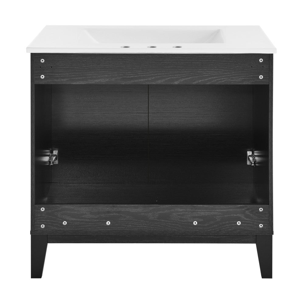 Cascade 30" Freestanding Bathroom Vanity in Black Oak with 3-Hole Widespread Sink Top
