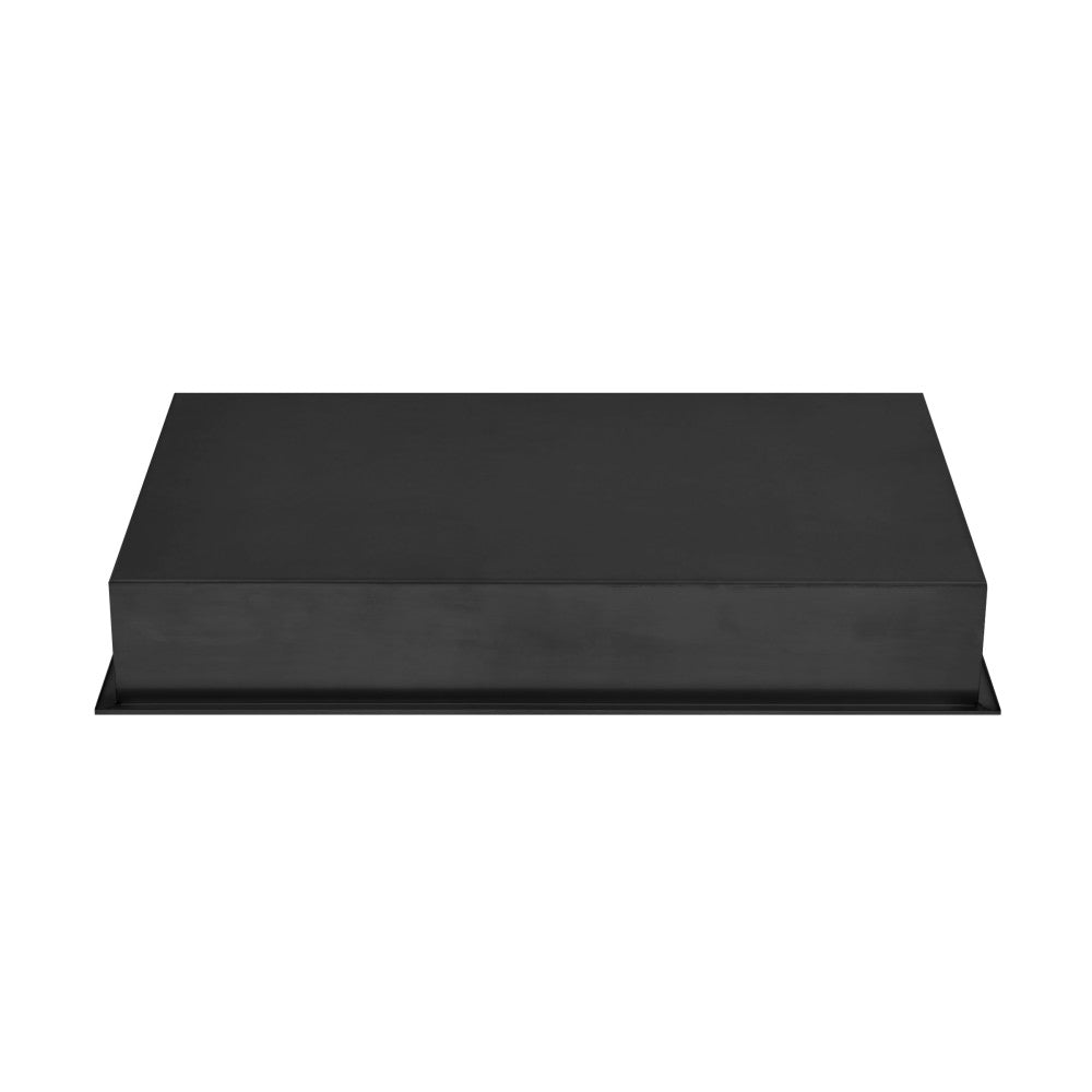 12" x 24" stainless steel single shelf wall niche in matte black for shower storage.