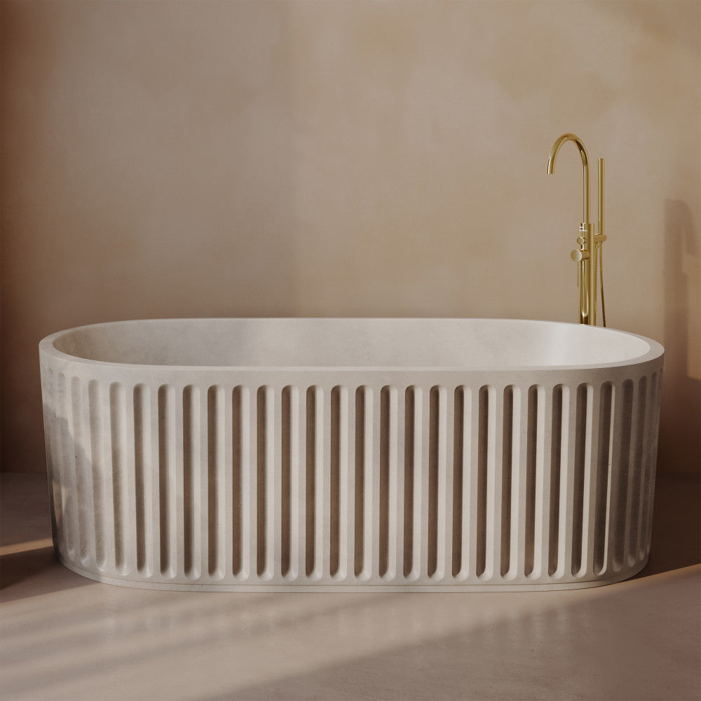 Delice 67" Freestanding Concrete Bathtub in Sand, Drain Included