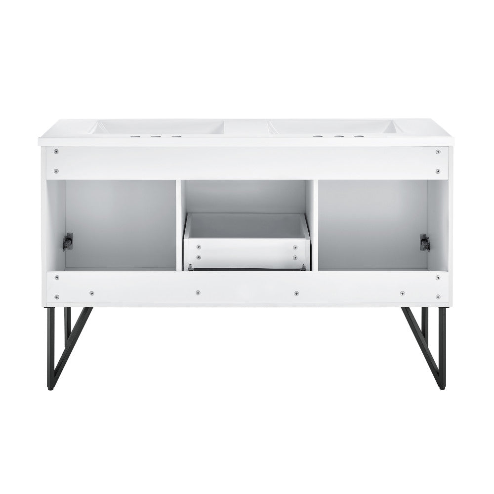Annecy 60 in. White, Double Basin Bathroom Vanity With White, 3-Hole Artificial Stone Sink Top