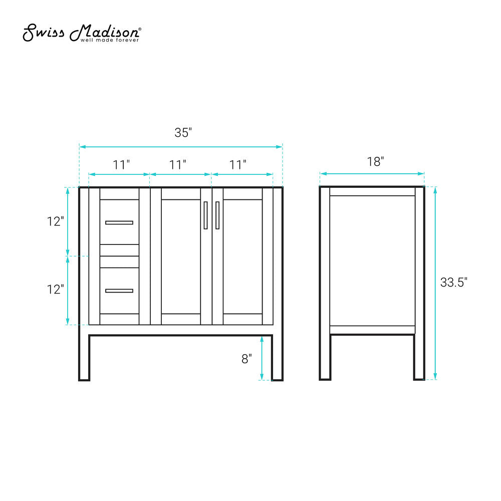 Forme 36" Modular Freestanding Bathroom Vanity Cabinet without Top in Natural Oak