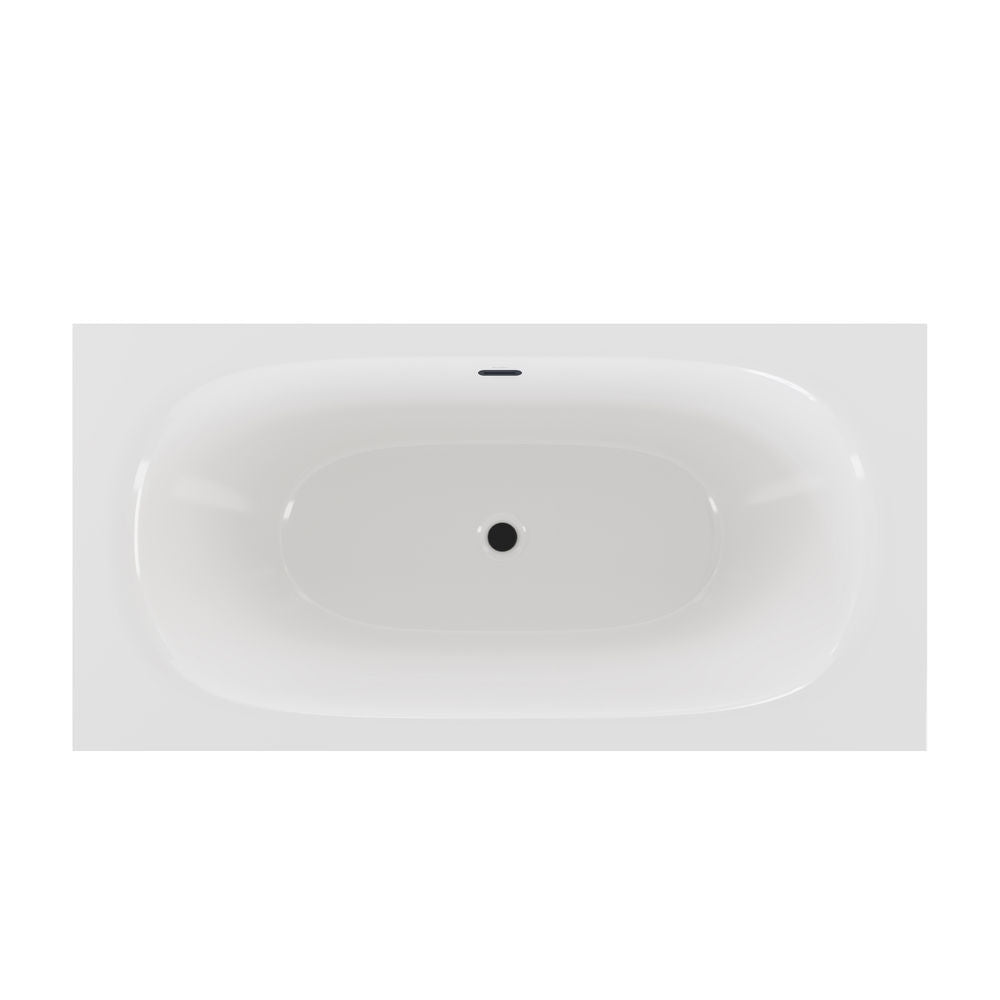 Pierre 60" Soaking Freestanding Bathtub in Glossy White, Black Frame Included