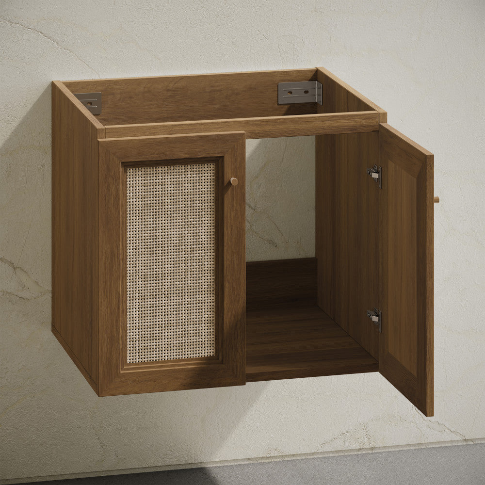 Classe 24" Wall-Mounted Bathroom Vanity in Brown Oak without Sink Top