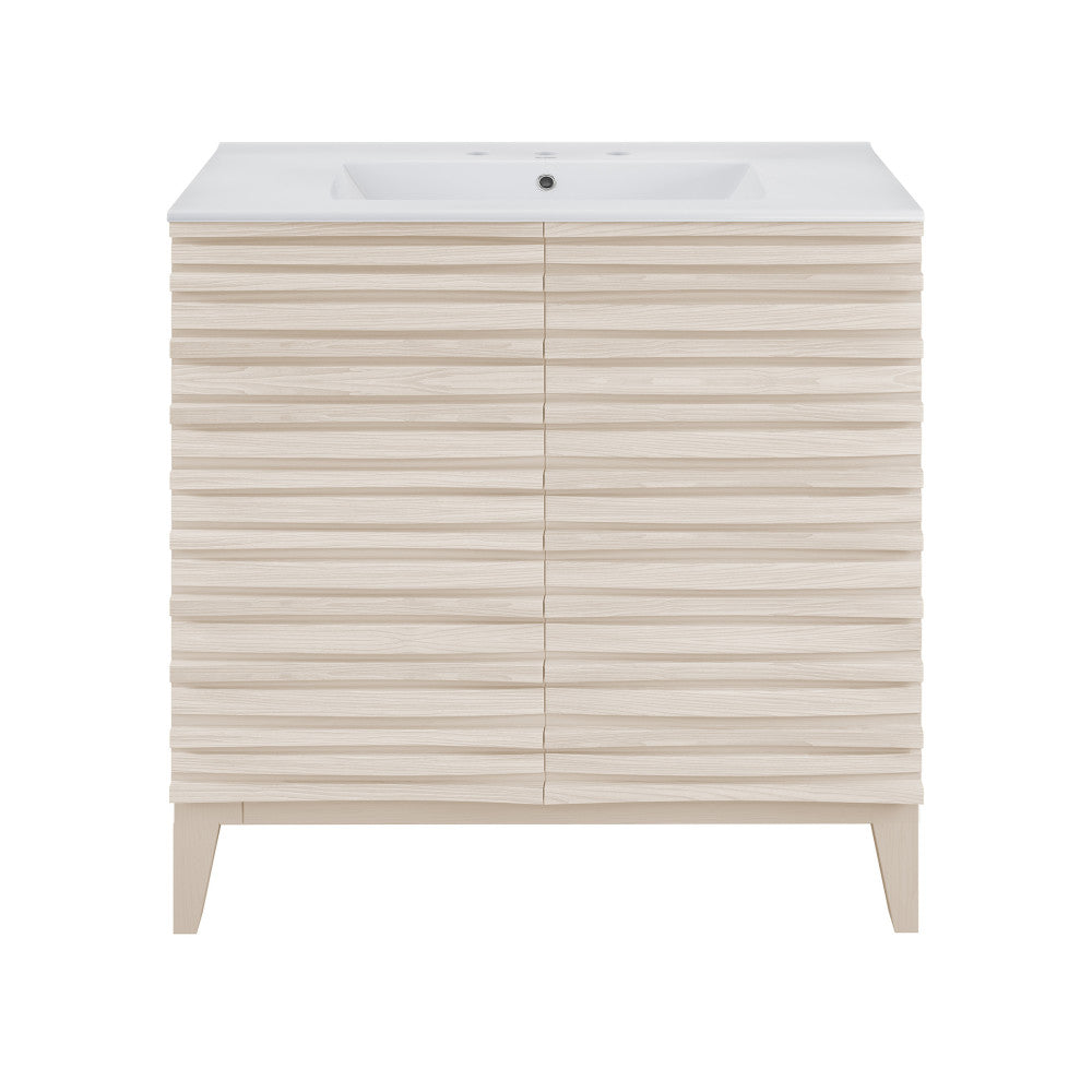 Cascade 30" Freestanding Bathroom Vanity in White Oak with 3-Hole Widespread Sink Top