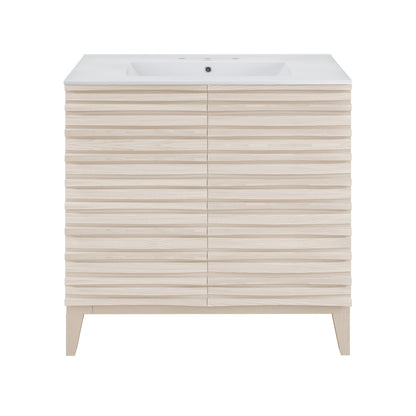 Cascade 30" Freestanding Bathroom Vanity in White Oak with 3-Hole Widespread Sink Top