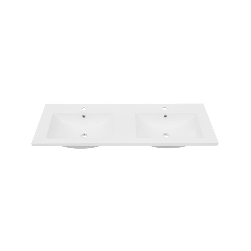 48" Double Basin Vanity Sink Top in Glossy White