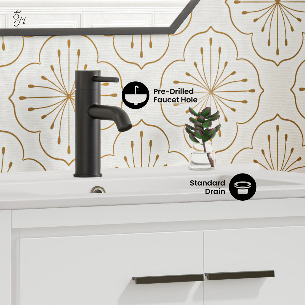 Virage 30" Freestanding Bathroom Vanity in White with Sink Top
