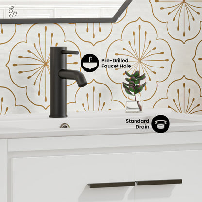 Virage 30" Freestanding Bathroom Vanity in White with Sink Top