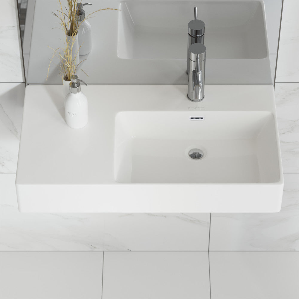 St. Tropez 30" Rectangle Wall-Mounted Sink with Right Side Faucet Mount