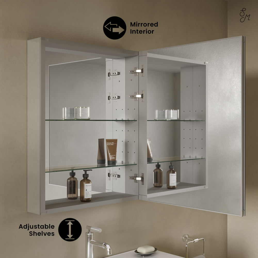 Cache 24 x 30 Rectangle Recessed/Wall Mount Medicine Cabinet with Mirrored Sides