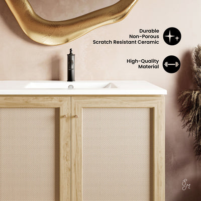 Classe 36" Freestanding Bathroom Vanity in Natural Oak with Sink Top