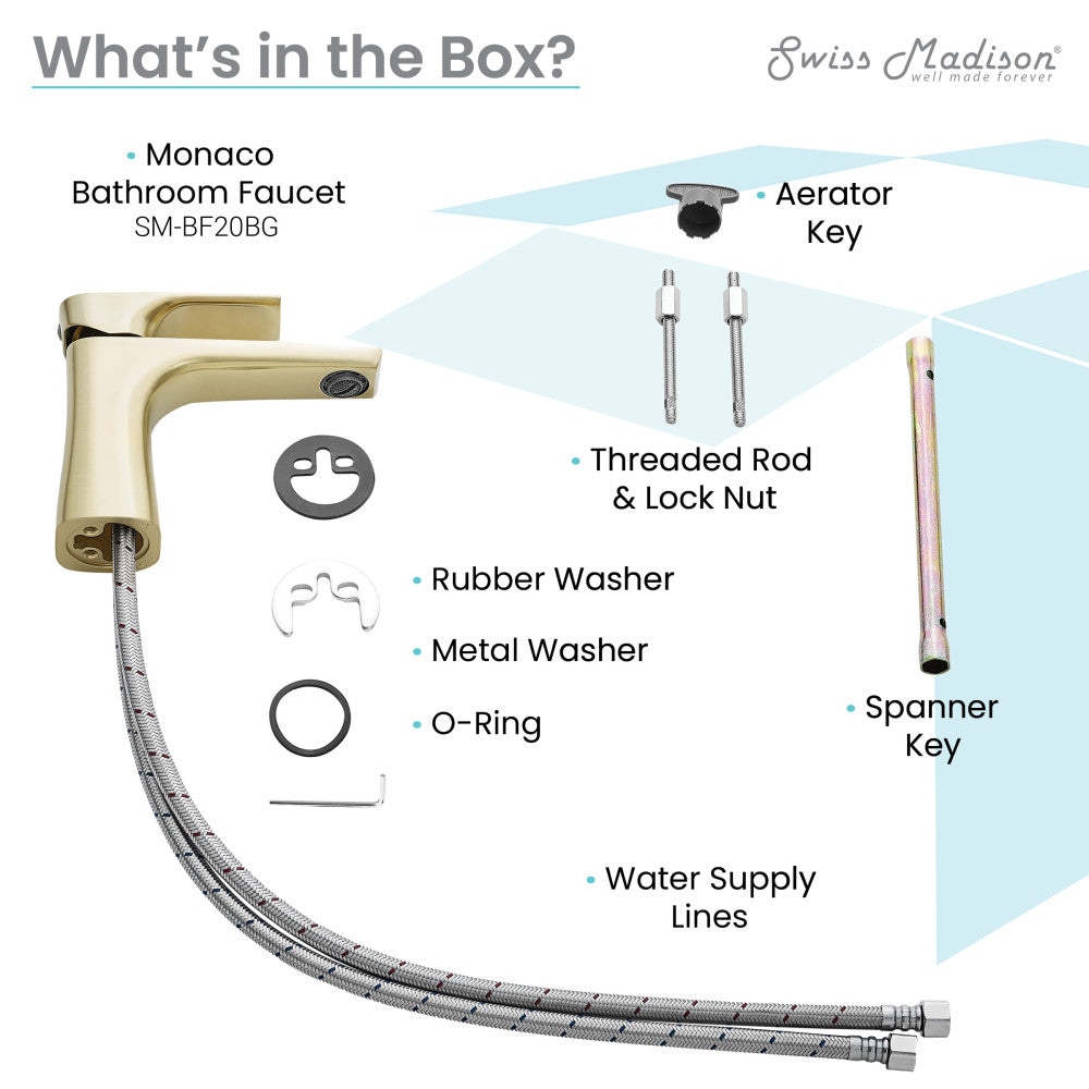 Single-handle bathroom faucet in brushed gold with curved spout and sleek modern design.