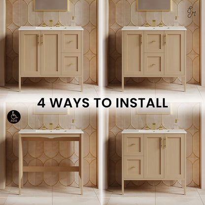 Forme 36" Modular Freestanding Bathroom Vanity with 3-Hole Widespread Top in Natural Oak