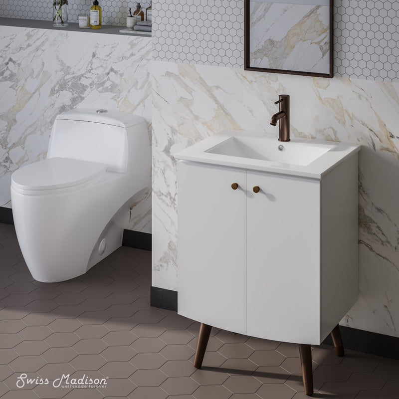 Manoir 24" Freestanding Bathroom Vanity in White with Sink Top