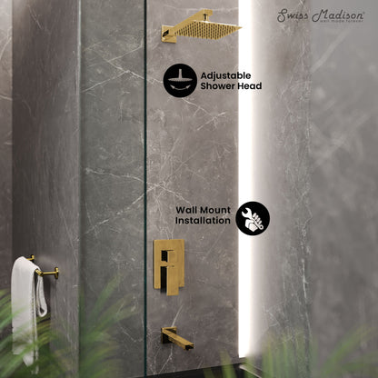 Concorde Single-Handle 1-Spray Tub and Shower Faucet in Brushed Gold (Valve Included)