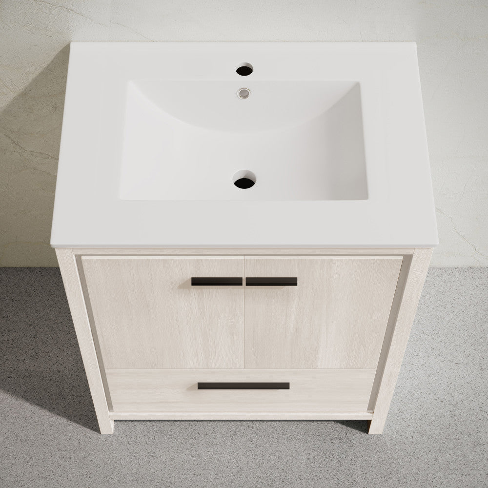 Virage 30" Freestanding Bathroom Vanity in White Oak