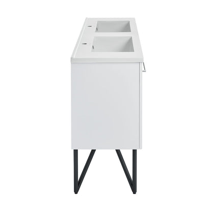 Annecy 60" Freestanding Bathroom Vanity in White with Sink Top
