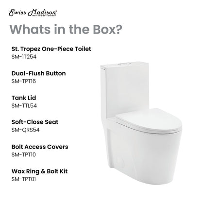 St. Tropez One-Piece Elongated Toilet Vortex Dual-Flush 1.1/1.6 gpf (6 - Pack)