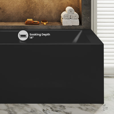 Voltaire 60 x 32 Left Drain Soaking Alcove Corner Apron Bathtub in Matte Black