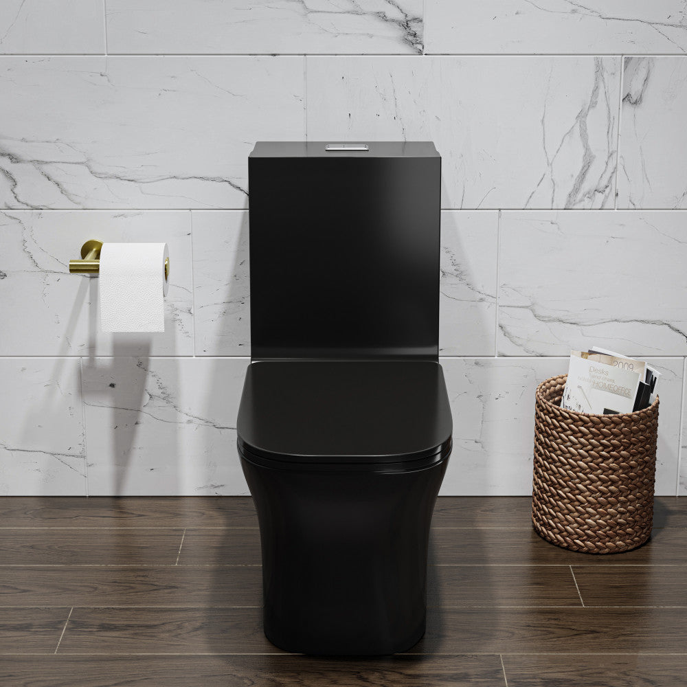 Concorde One Piece Square Toilet Dual Flush in Glossy Black 1.1/1.6 gpf