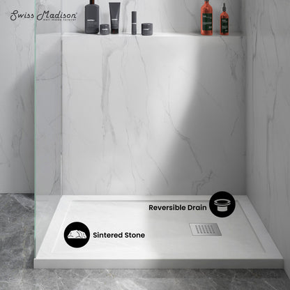 Terre B Series 36" x 36" Reversible Drain Shower Base