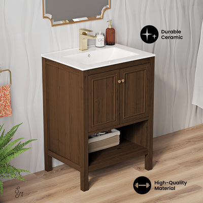 Chateau 24" Freestanding Bathroom Vanity in Brown Oak with Sink Top