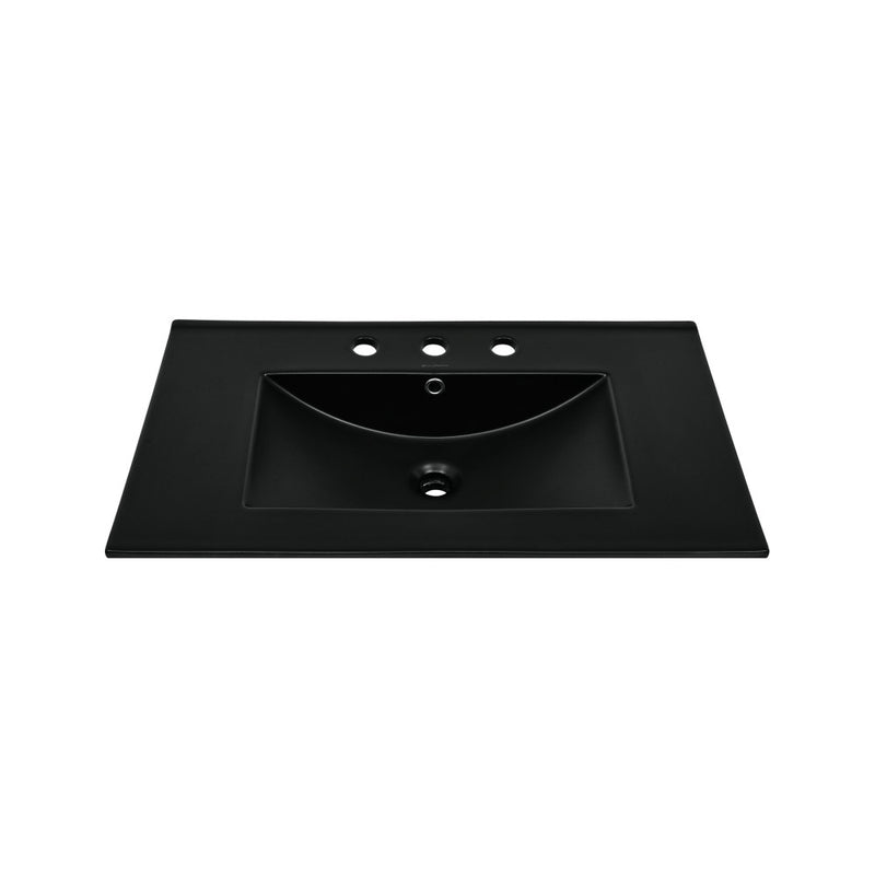 30" 3-Hole Widespread Vanity Sink Top in Glossy Black
