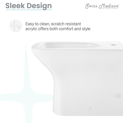 Floor-mount classic bidet in glossy white with sleek curved design and smooth edges.