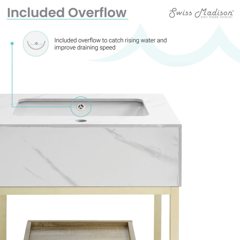 Beau 24" Open Shelf Natural Oak Frame Freestanding Bathroom Vanity with Sink Top