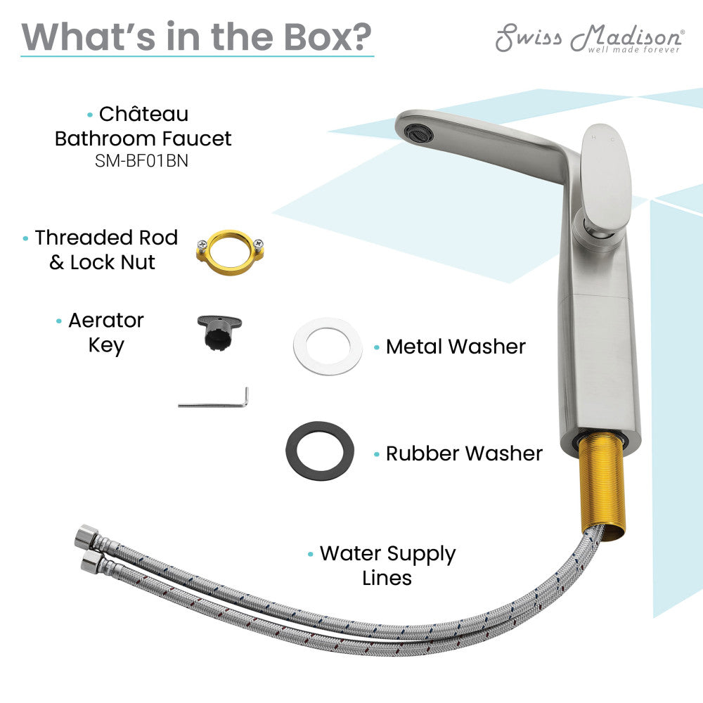 Single-handle high arc bathroom faucet in brushed nickel, single hole installation.