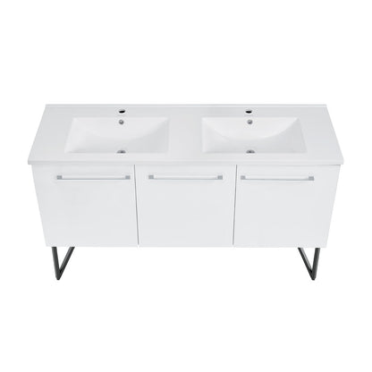 Annecy 60" Freestanding Bathroom Vanity in White with Sink Top