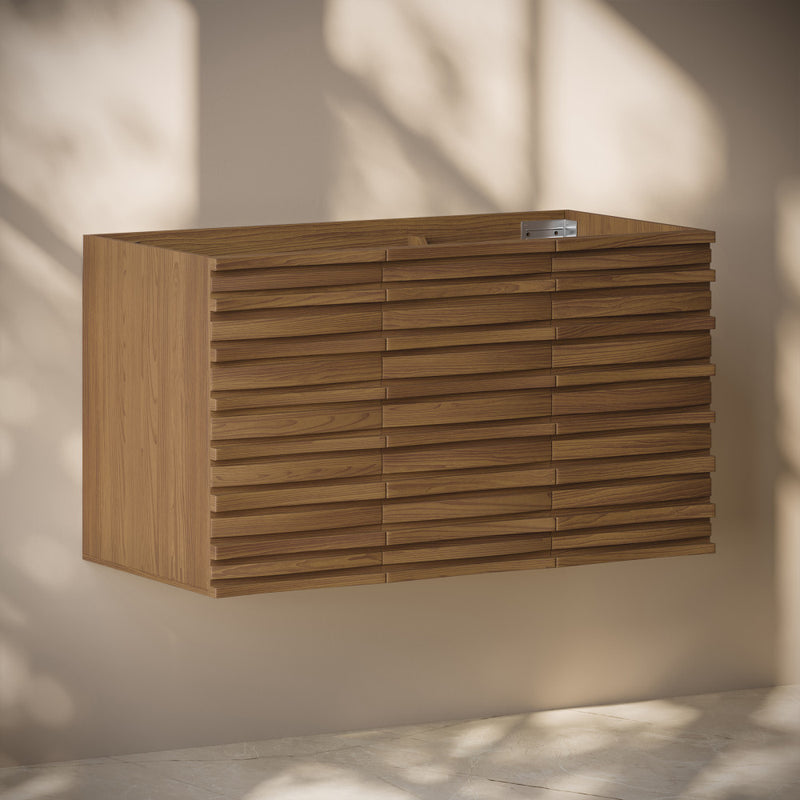 Cascade 36" Wall-Mounted Bathroom Vanity Cabinet without Top in Brown Oak