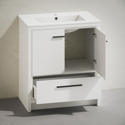 Virage 30" Freestanding Bathroom Vanity in White with Sink Top