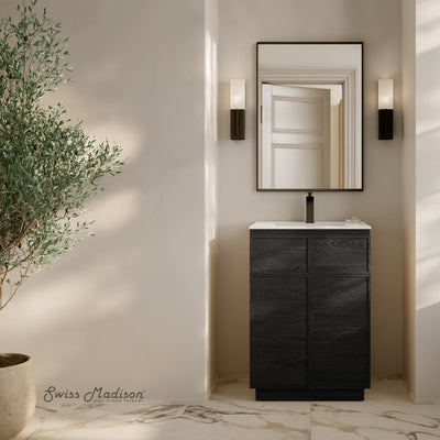 St. Tropez 24" Freestanding Bathroom Vanity in Black Oak with Sink Top