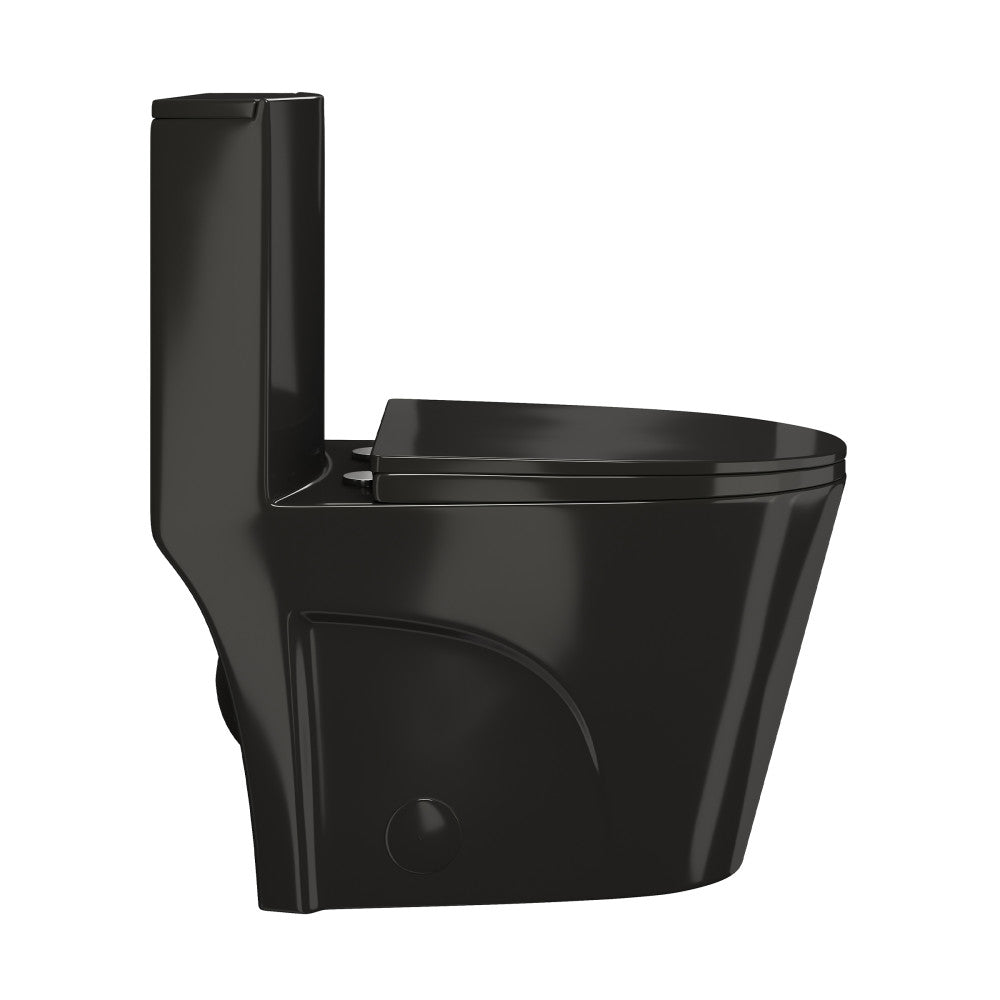St. Tropez One-Piece 12" Rough-in 1.28 GPF Right-Hand Flush Elongated Toilet in Glossy Black
