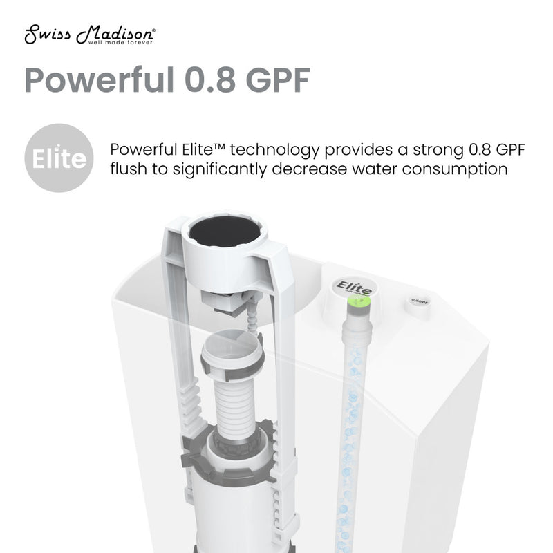 Dreux High Efficiency One-Piece Elongated Toilet with 0.8 GPF Water Saving Patented Technology