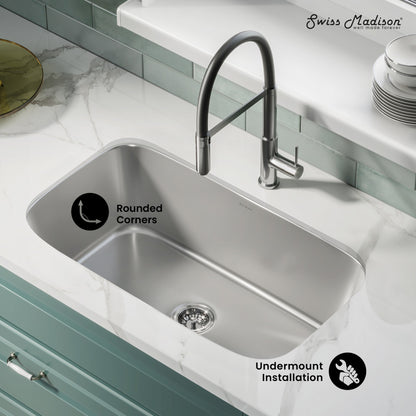 Toulouse 32 x 18 Stainless Steel, Single Basin, Under-Mount Kitchen Sink