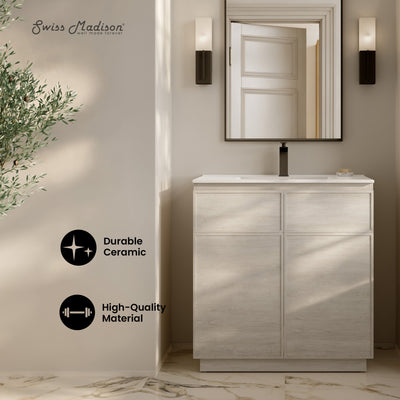 St. Tropez 36" Freestanding Bathroom Vanity in White Oak with Sink Top