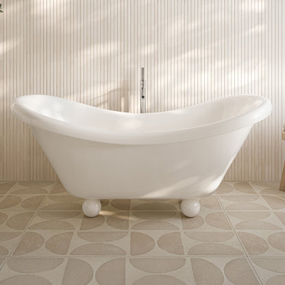 Plaisir II 67" Freestanding Bathtub with Round Feet in Glossy White
