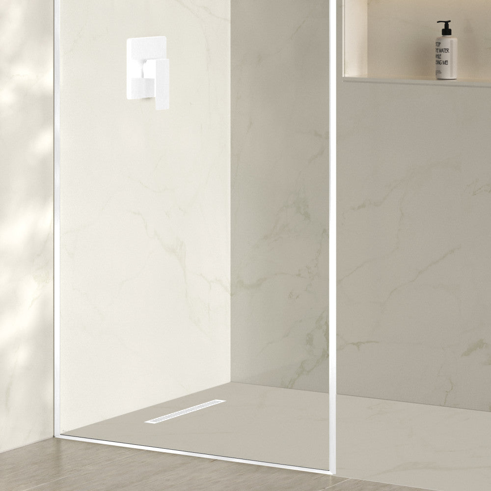 Voltaire 18" Stainless Steel Linear Shower Drain in Matte White